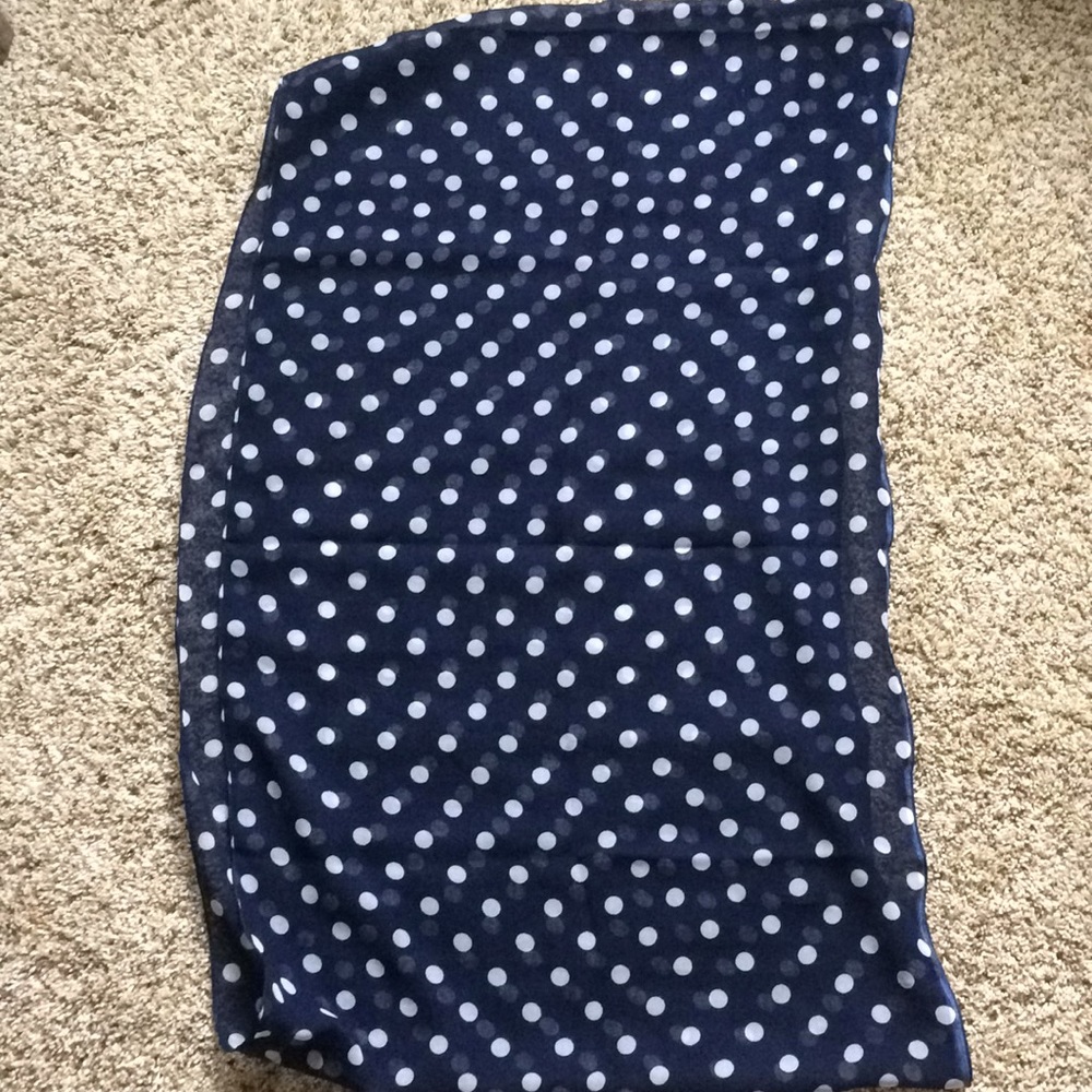 Navy blue polka dot infinity scarf